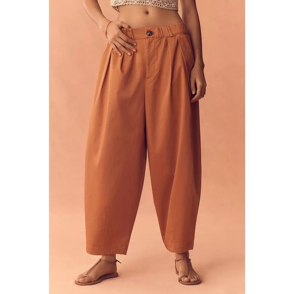 Anthropologie Maeve Curve Poplin Barrel Pants L - Picture 3 of 10